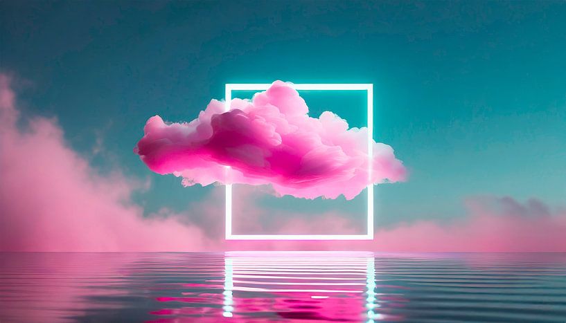 Pinke Wolke mit Neon Licht von Mustafa Kurnaz
