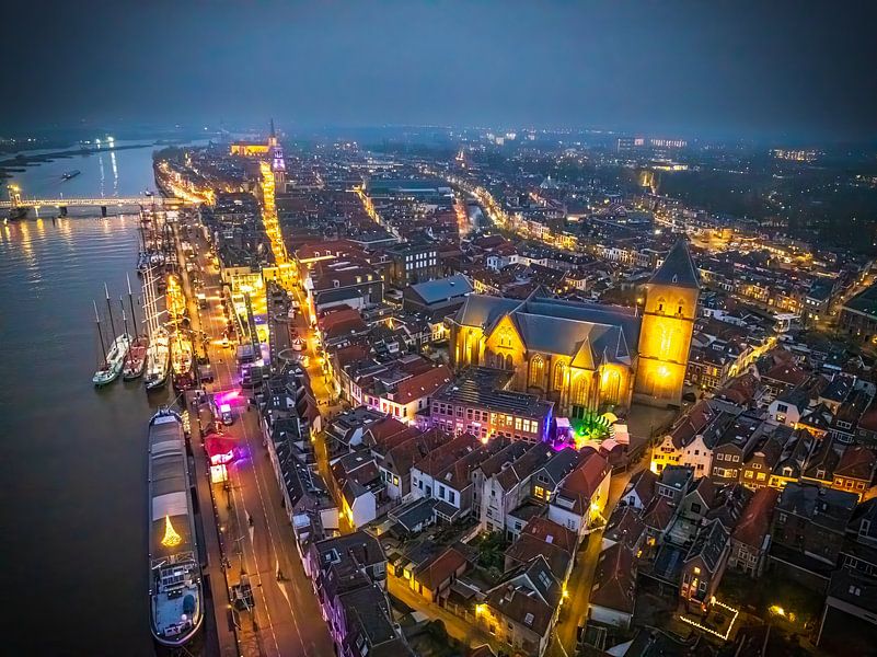 Kampen evening view of the skyline at the river IJssel  by Sjoerd van der Wal Photography