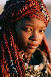 Kodachrome style: Himba woman with ochre-red plaits