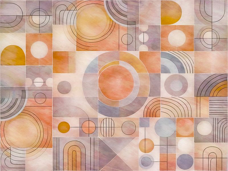 Mid Century Moderne abstrakte zeitgenössische Kunst Geometrisch von Mad Dog Art
