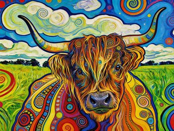 Glückliches Hochlandrind