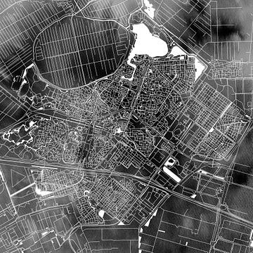 Plan de la ville de Zoetermeer | Aquarelle noire | Carré ou en cercle mural