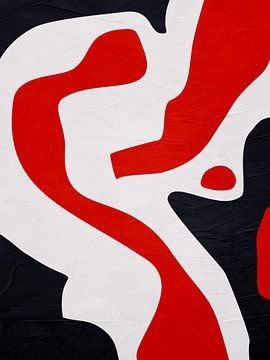 Organische abstracte kunst - zwart en rood