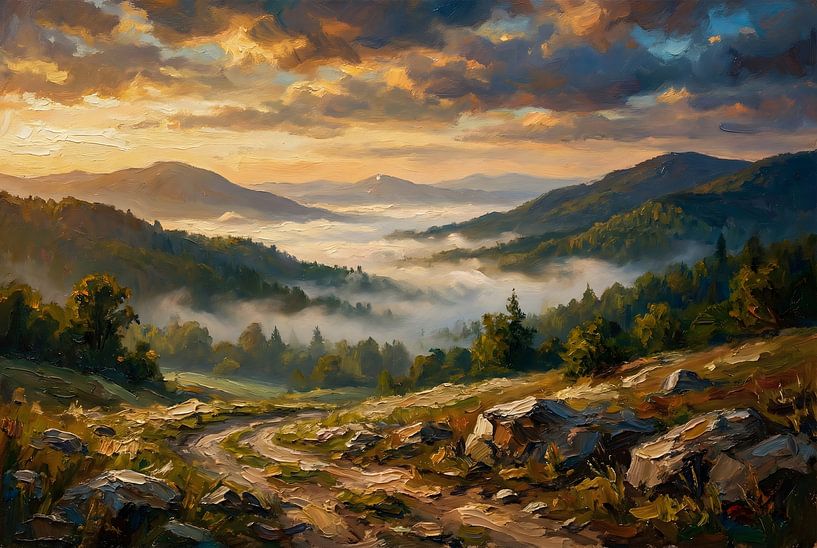 Morgennebel im Gebirgstal von levi schreuder