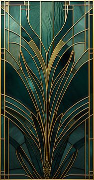 Art Deco Elegant Gatsby: Raam Gatsby (Glas in Lood) van Surreal Media