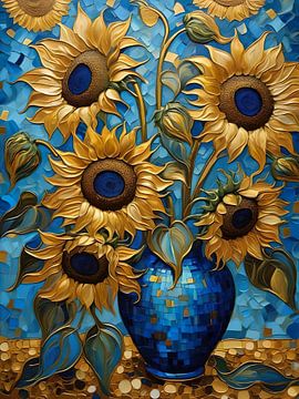 Sunflowers in gold by Retrotimes