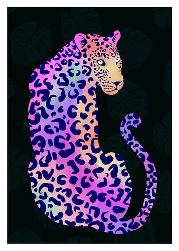 Léopard de la jungle aux couleurs vives