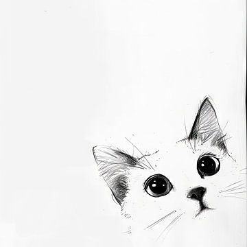 Nieuwsgierige kat - Illustratie van Poster Art Shop