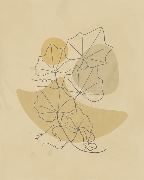 Minimalist illustration of vine leaves