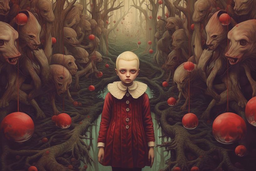 Horror creepy atmosphere with girl and monsters by Art Bizarre