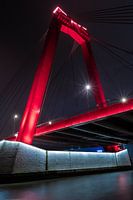 long exposure Willemsbrug of Rotterdam at night.