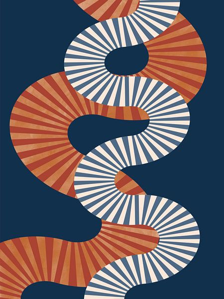 Winding Pattern In Retro Colors by Elena Ristova