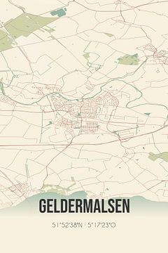 Vintage landkaart van Geldermalsen (Gelderland) van Rezona