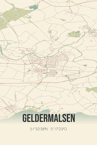 Vintage landkaart van Geldermalsen (Gelderland)