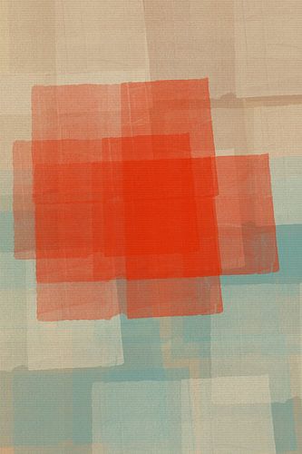 Modern abstract in turquoise en oranje