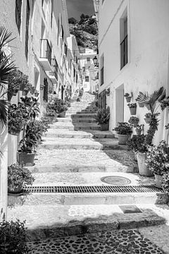 White mountain village in Spain in black and white by Manfred Voss, Black-White Photography