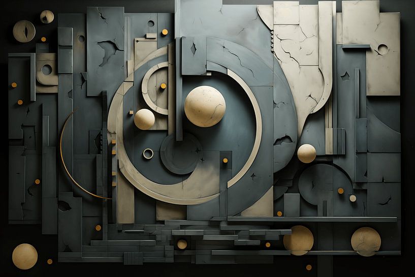 Abstraktes Relief aus Beton von Ton Kuijpers