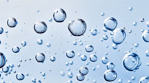 Blauw water en zuurstofbel abstract