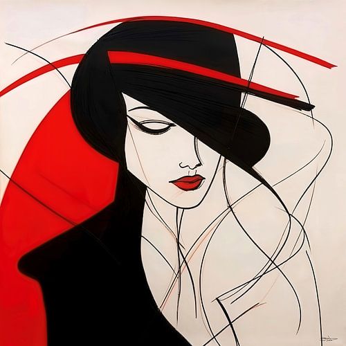 minimalistisch schilderij van een vrouw