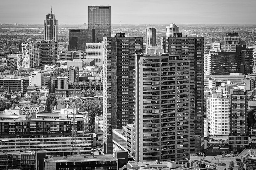 Skyline Rotterdam City Centre (black and white) by Mark De Rooij