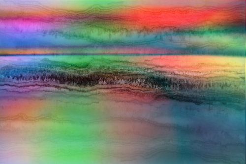 Lineair landschap in regenboogkleuren