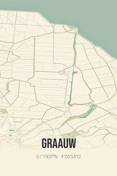 Vieille carte de Graauw (Zeeland) sur Rezona