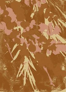 Warmes Orange botanisches Wandbild, minimalistische Natur