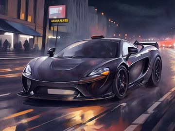 Zwarte McLaren 's nachts op de weg