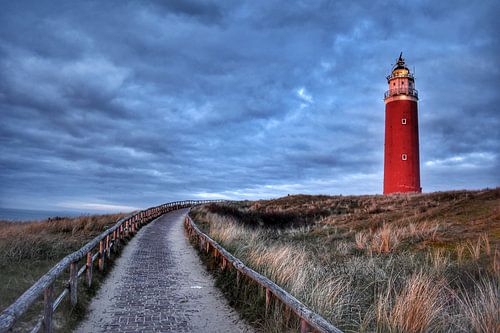 Vuurtoren van Texel bij zonsondergang