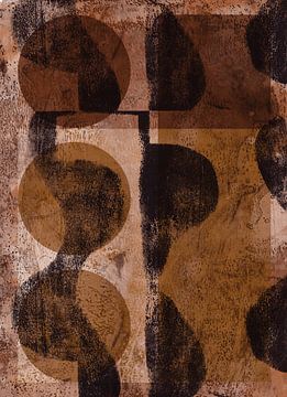 Abstract shapes and lines in warm rusty colors no. 7 by Dina Dankers