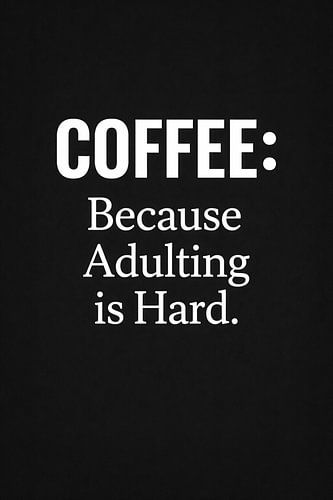 Koffie, want volwassen zijn is moeilijk – Grappige minimalistische quote