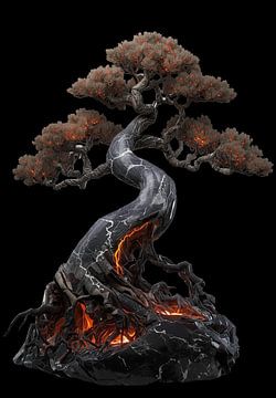 Ätherischer Marmor-Bonsai: Die innere Flamme