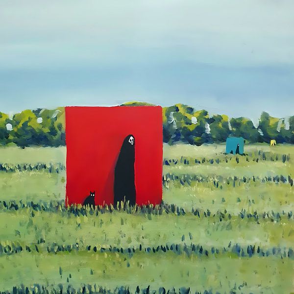 Black Figure and Cat by Juan Davis