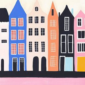 Pastel Grachtenpanden van Franka Poulain