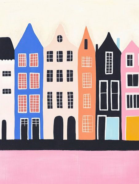 Pastel Grachtenpanden van Franka Poulain