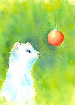 Cute Christmas cat vertical by Karen Kaspar