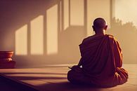 Buddhistischer Mönch meditiert in einem Raum 02 von Animaflora PicsStock Miniaturansicht
