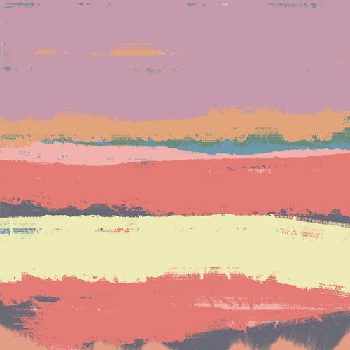 Dromenland. Modern abstract landschap in heldere pastelkleuren. Paars, roze, geel