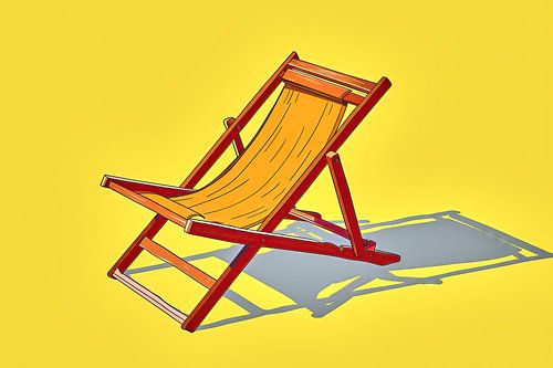 Strandstoel op gele achtergrond