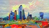 Expressionistisch Schilderij Londen Skyscrapers in stijl van Kandinsky van Slimme Kunst.nl thumbnail