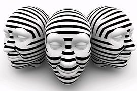 Three Striped Black and White Masks by Art & Soul Creations