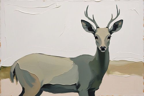 Minimalistisch hert in abstract landschap