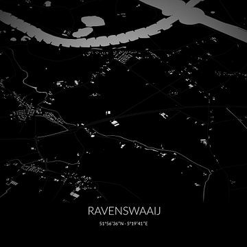 Schwarz-weiße Karte von Ravenswaaij, Gelderland. von Rezona