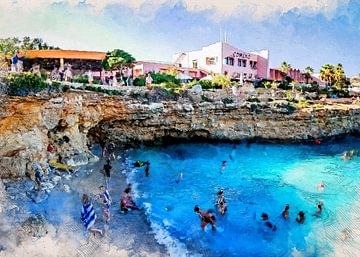 Malta Gozo Comino stad aquarel schilderij #malta van JBJart Justyna Jaszke