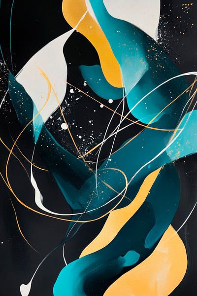 Abstrakte Farbkomposition in Schwarz-Gelb von Poster Art Shop