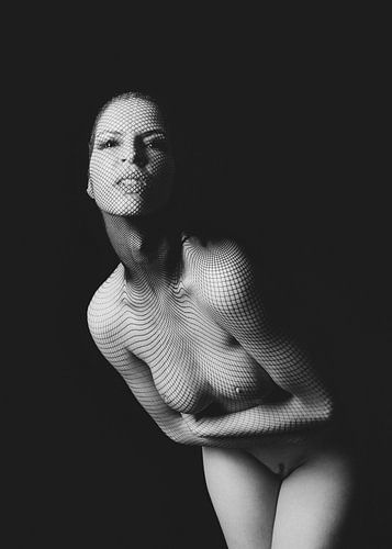Hele mooie naakte vrouw in kink fishnet.