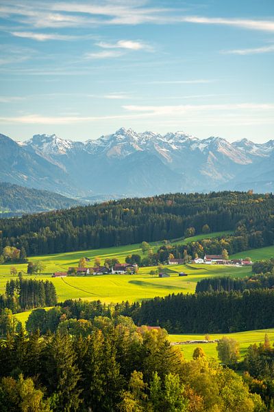 View from Mariaberg of the Grünten and the Allgäu Alps in autumn by Leo Schindzielorz