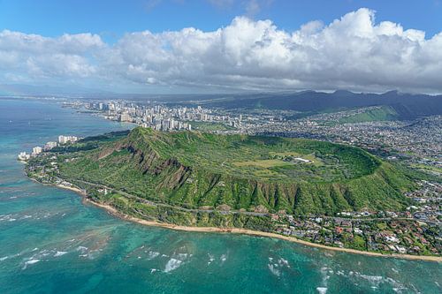 Diamond Head op Oahu. van Jaap van den Berg
