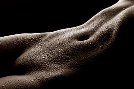 female partial nude with water drop by Jörg B. Schubert