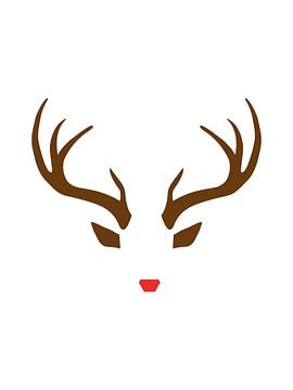 Rudolph the Red-Nosed Reindeer - Minimalistische Kerst Print van MDRN HOME
